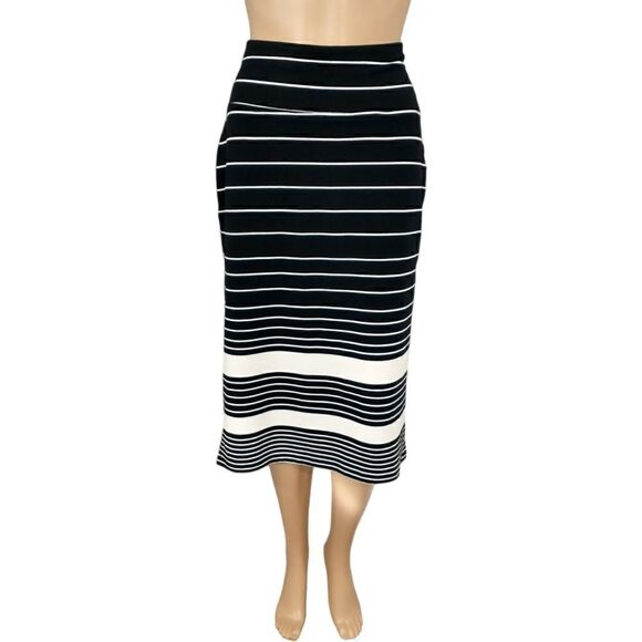 Athleta Skirt Size Xs Black White Stripe Side Slits Pull On Stretch Nautical. Co - Picture 3 of 15